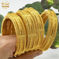 Designer African Bracelet: 24K Gold-Colored Bangles for Women, Luxury Wedding Jewelry - Flexi Africa - www.flexiafrica.com