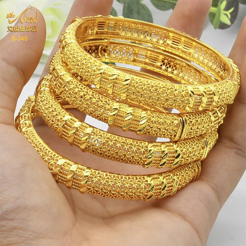 Designer African Bracelet: 24K Gold-Colored Bangles for Women, Luxury Wedding Jewelry - Flexi Africa - Flexi Africa offers Free Delivery Worldwide - Vibrant African traditional clothing showcasing bold prints and intricate designs