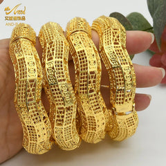 Designer African Bracelet: 24K Gold-Colored Bangles for Women, Luxury Wedding Jewelry - Flexi Africa - www.flexiafrica.com