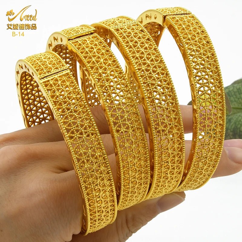 Designer African Bracelet: 24K Gold-Colored Bangles for Women, Luxury Wedding Jewelry - Flexi Africa - Flexi Africa offers Free Delivery Worldwide - Vibrant African traditional clothing showcasing bold prints and intricate designs