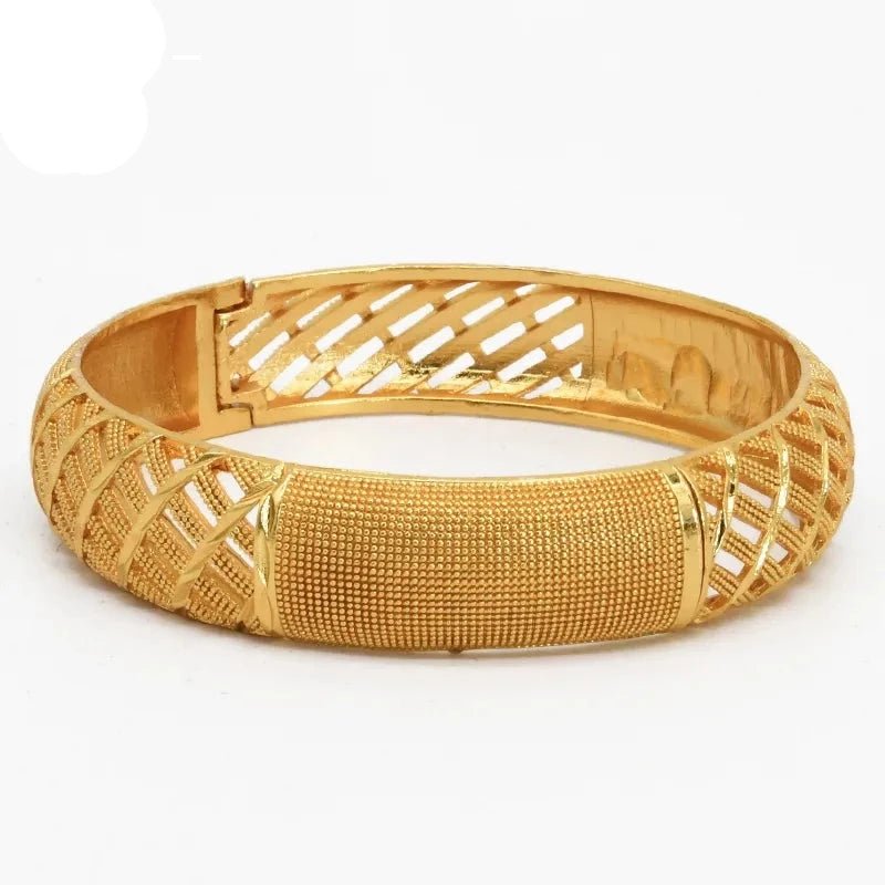 Designer African Bracelet: 24K Gold-Colored Bangles for Women, Luxury Wedding Jewelry - Flexi Africa - Flexi Africa offers Free Delivery Worldwide - Vibrant African traditional clothing showcasing bold prints and intricate designs