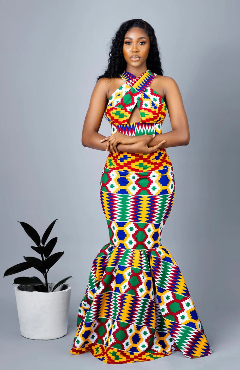 Elegant Chenai African Print Set | Kente & Ankara Clothing - Free Delivery Worldwide only at Flexi Africa