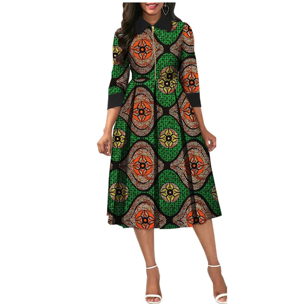 Elegant O Neck A-Line Pleated Dress for Women – Perfect for African Parties, Evening Events, Weddings - Flexi Africa