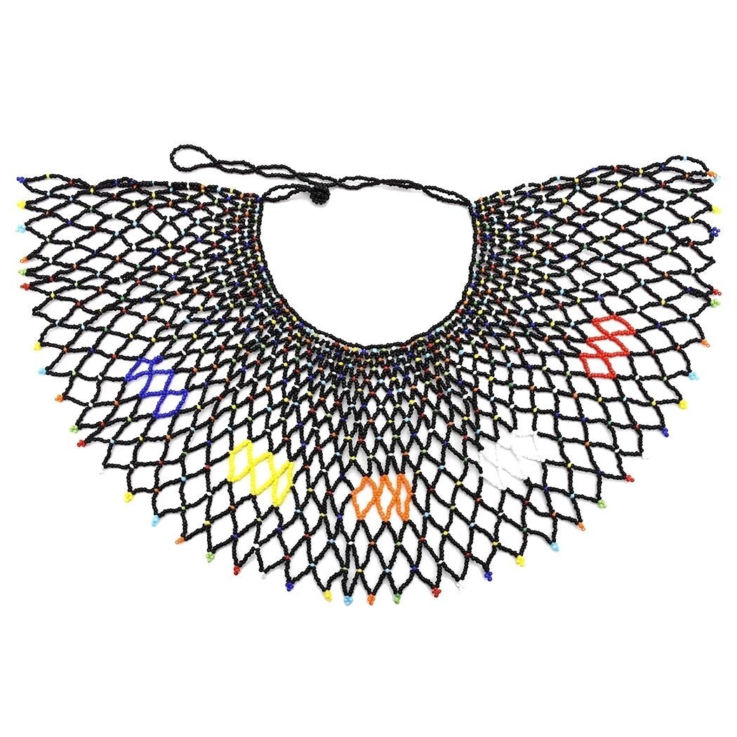 Ethnic African Big Chunky Bib Statement Choker - A Vibrant and Multicolored Beaded Necklace Perfect for Women - Flexi Africa