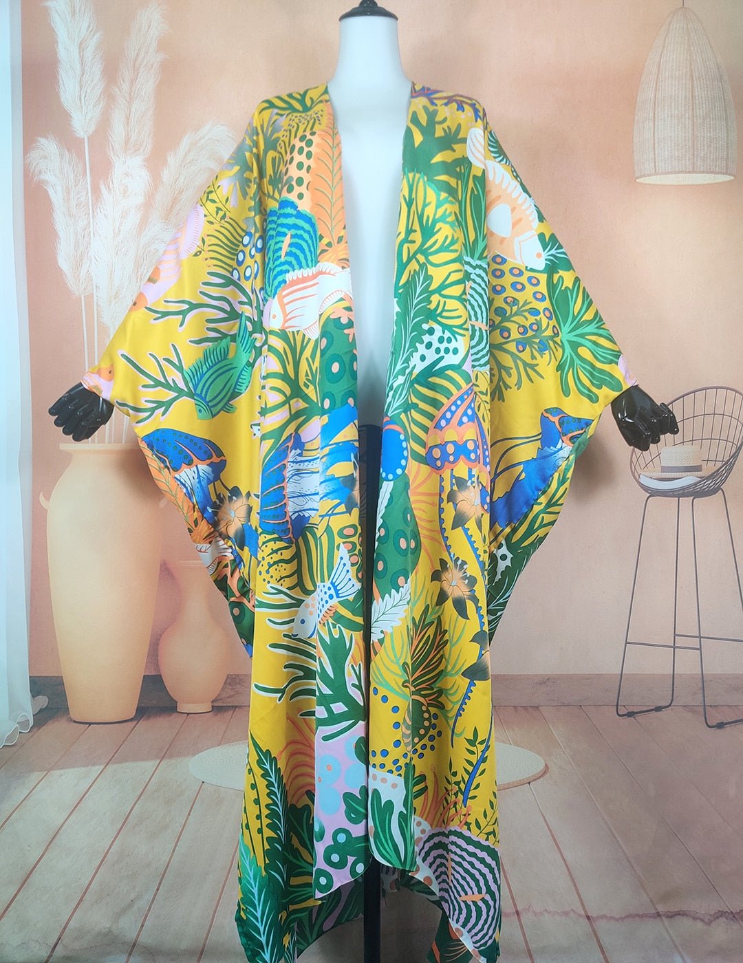 Exquisite African Inspired Beach Cover Up: Printed Patchwork for Women - Flexi Africa - Flexi Africa offers Free Delivery Worldwide - Vibrant African traditional clothing showcasing bold prints and intricate designs