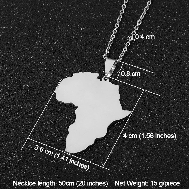 Fashion Selling African Map Pendant Necklaces Men Women Stainless Steel Gold Color Africa Map Jewelry Gift - Flexi Africa