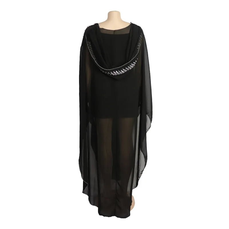 Femme Diamonds Chiffon African Dresses for Women 2024 Hooded Traditional Clothing Dubai Abaya Kaftan Africa Dashiki Robe Gown - Free Delivery Worldwide only at Flexi Africa