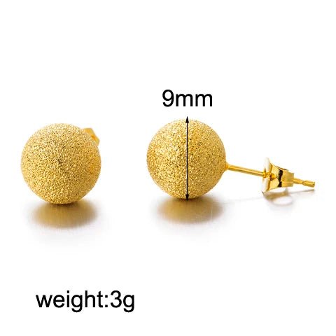 Gold Ball Stud Earrings – Elegant Round Bead Earrings for Women & Girls, Ethiopian African Jewelry Style - Free Delivery Worldwide only at Flexi Africa