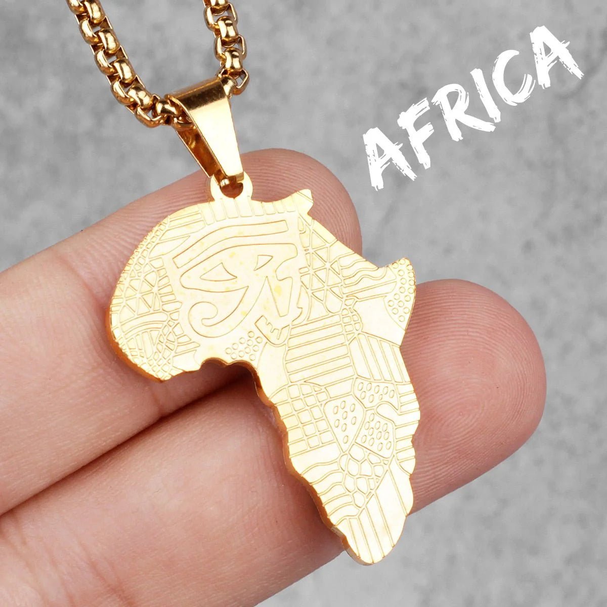 Golden Safari: Bold Africa Map Necklace for Men Stainless Steel Pendant Chain - Free Delivery Worldwide only at Flexi Africa