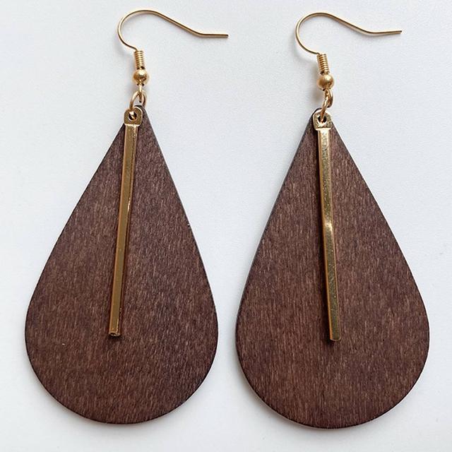 Handmade Zinc Alloy Geometric Wood Earrings - Trendy African Jewelry for Women - Flexi Africa - Flexi Africa offers Free Delivery Worldwide - Vibrant African traditional clothing showcasing bold prints and intricate designs