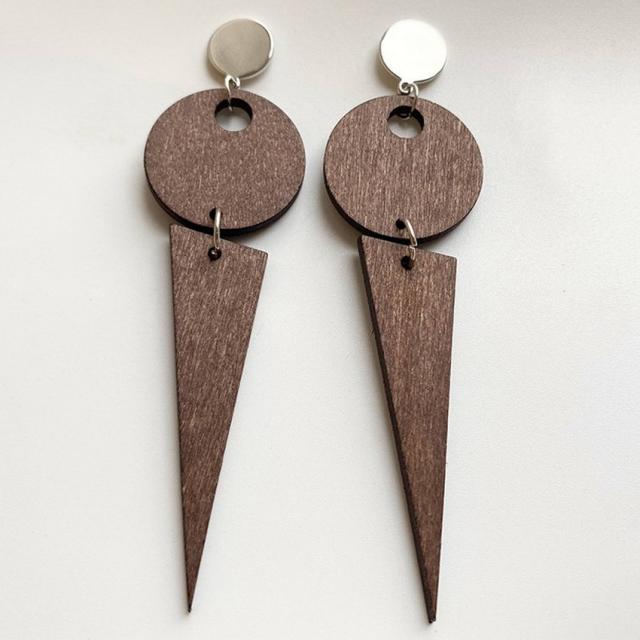 Handmade Zinc Alloy Geometric Wood Earrings - Trendy African Jewelry for Women - Flexi Africa - Flexi Africa offers Free Delivery Worldwide - Vibrant African traditional clothing showcasing bold prints and intricate designs