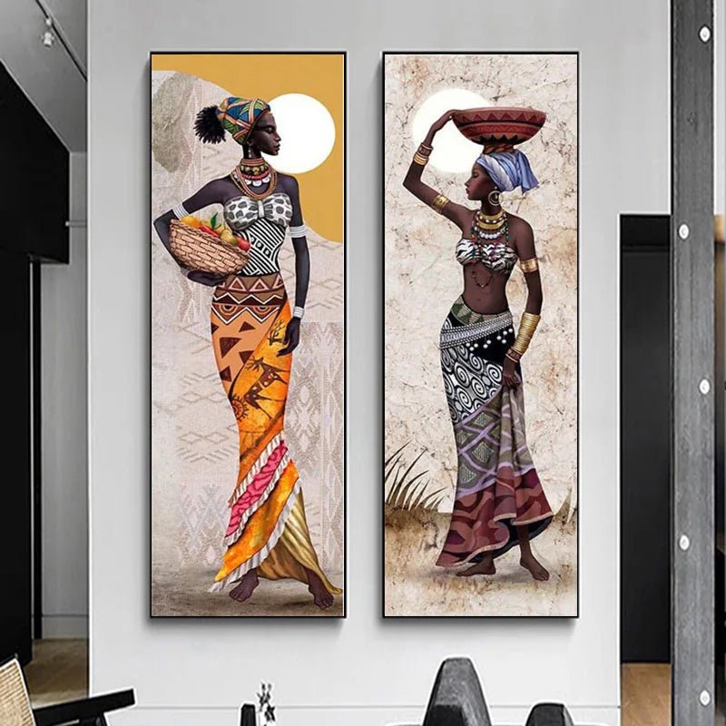 Large Size Portrait African Women Canvas Painting Hanging Posters and Prints Wall Art Pictures Living Room Home Decor