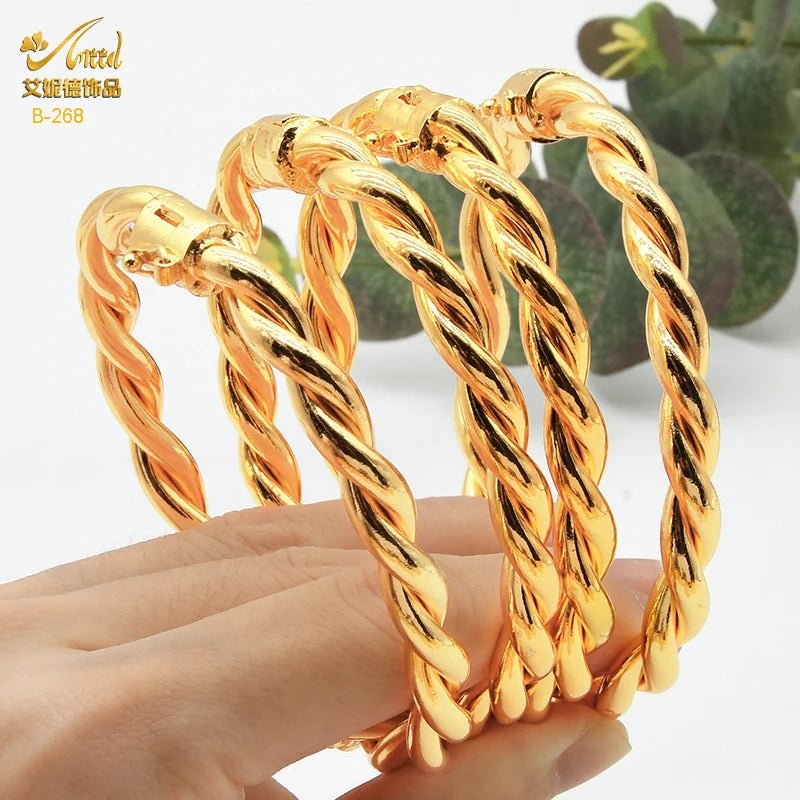 Luxurious African Jewelry: Gold-Toned Copper Bangle Bracelet for Women - Flexi Africa - Flexi Africa offers Free Delivery Worldwide - Vibrant African traditional clothing showcasing bold prints and intricate designs