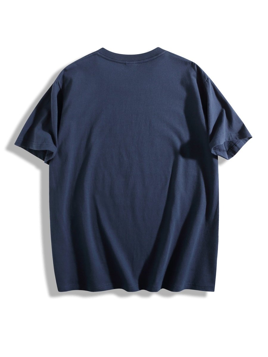 Men's African Map Print T-Shirt - 100% Cotton Loose Fit Casual Tee with Navy Blue & White Dot Design, Breathable Summer Shirt for Daily & Outdoor Wear, Comfortable Streetwear | Bold Graphic Tee | Soft Fabric Top - Free Delivery Worldwide only at Flexi Africa