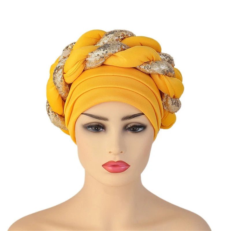 New Ready to Wear African Headtie Diamonds Glitter Women Turban Caps Bonnet Hats Female Autogeles - Flexi Africa - Shipping