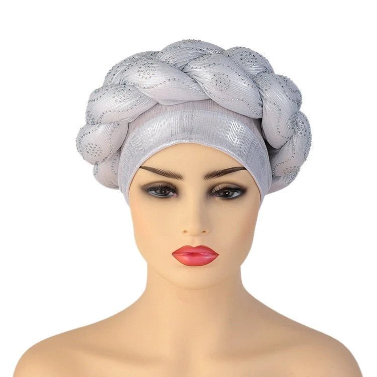 New Ready to Wear African Headtie Diamonds Glitter Women Turban Caps Bonnet Hats Female Autogeles - Flexi Africa - Shipping