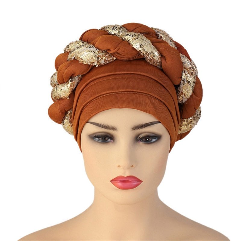 New Ready to Wear African Headtie Diamonds Glitter Women Turban Caps Bonnet Hats Female Autogeles - Flexi Africa - Shipping