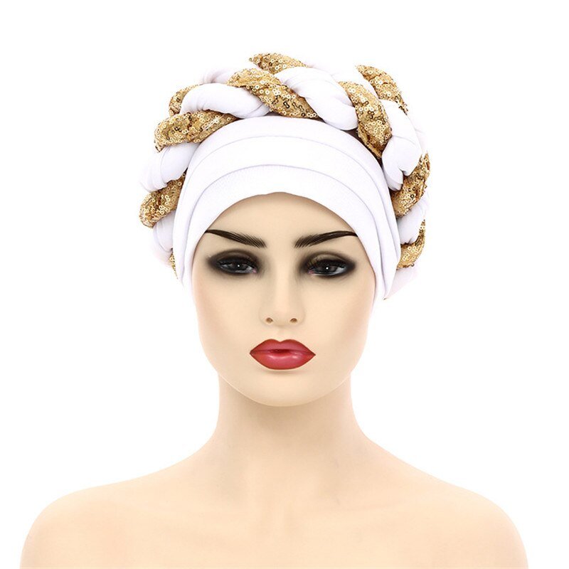 New Ready to Wear African Headtie Diamonds Glitter Women Turban Caps Bonnet Hats Female Autogeles - Flexi Africa - Shipping