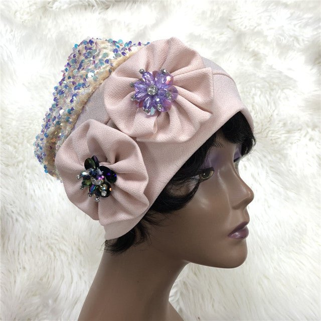 Discover the elegance of Gele Headtie Auto Gele Cap, crafted from luxurious brocade fabric, perfect for parties and weddings.