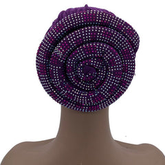 Pleated Turban Cap with Padded Diamonds Design Elastic Muslim Headscarf Bonnet African Headwrap India Hats - Flexi Africa