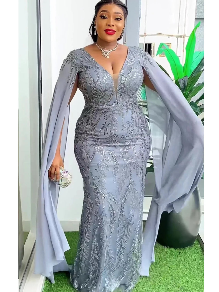 Plus - Size African Party Dresses: Dashiki Sequin Bodycon Maxi Gowns for Weddings & Evening Events - Free Delivery Worldwide only at Flexi Africa