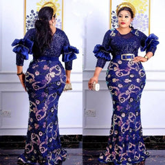 Plus Size African Party Long Dresses for Women New Dashiki Ankara Sequin Evening Gowns Outfits Robe Africa Clothing