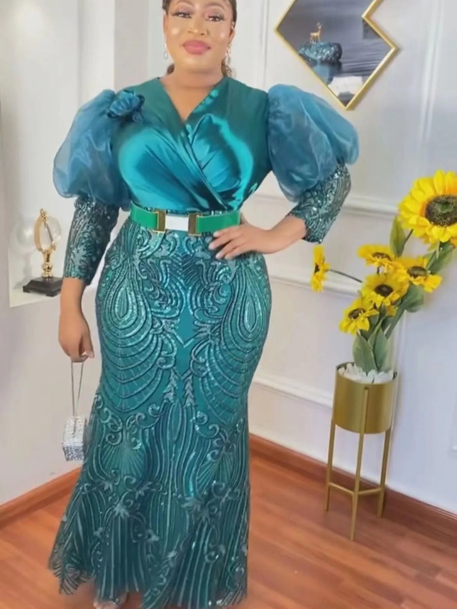 Plus Size African Party Long Dresses for Women, New Robe Africa Clothing Outfits - Free Delivery Worldwide only Flexi Africa