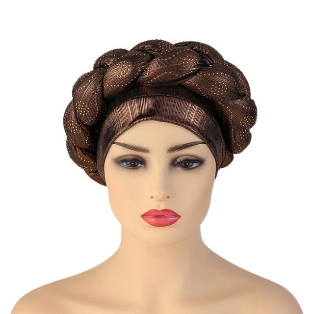 Polyester African Headtie Diamonds Glitter Women Turban Caps Muslim Hijab Bonnet Hats Female Autogeles - Flexi Africa - Flexi Africa offers Free Delivery Worldwide - Vibrant African traditional clothing showcasing bold prints and intricate designs