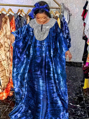 Ramadan All Over Print Sequin Neck Kaftan Dress, Modest Loose Maxi Length Kaftan - Free Delivery Worldwide only at Flexi Africa