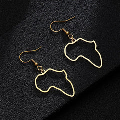 Stainless Steel Africa Map Exaggerate Larger Earring Gold Color African Ornaments Traditional Ethnic Hyperbole Gifts