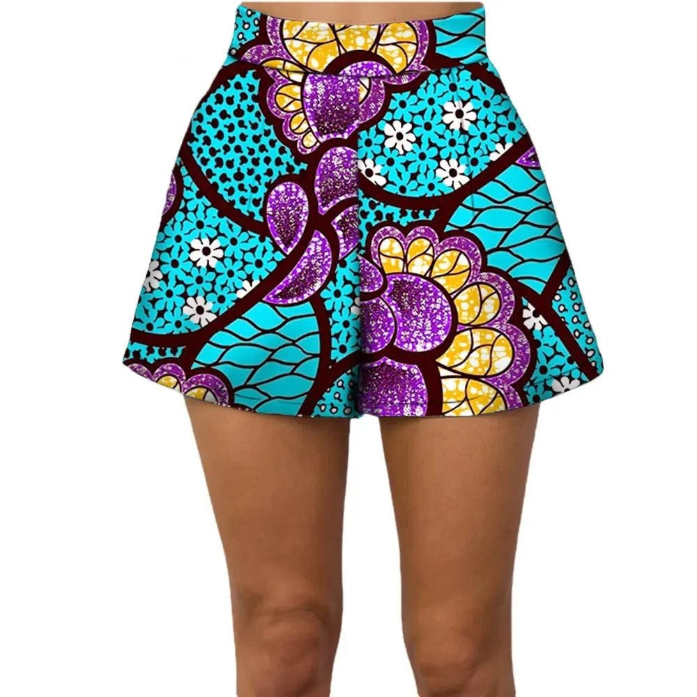 Summer Vibes: African Print Pattern Beach Shorts for Women, 100% Cotton - Flexi Africa - Free Delivery www.flexiafrica.com