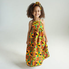 Sunshine Princess: Traditional African Kanga Print Party Dress for Girls - Flexi Africa - www.flexiafrica.com - FREE POST