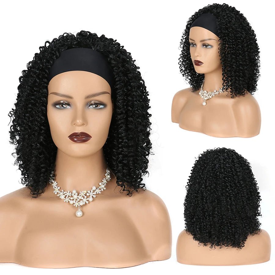 Synthetic Headband Wig Afro Kinky Curly Wigs for Black Women Natural Bouncy Curly Wig Headband - Free Delivery Worldwide only at Flexi Africa