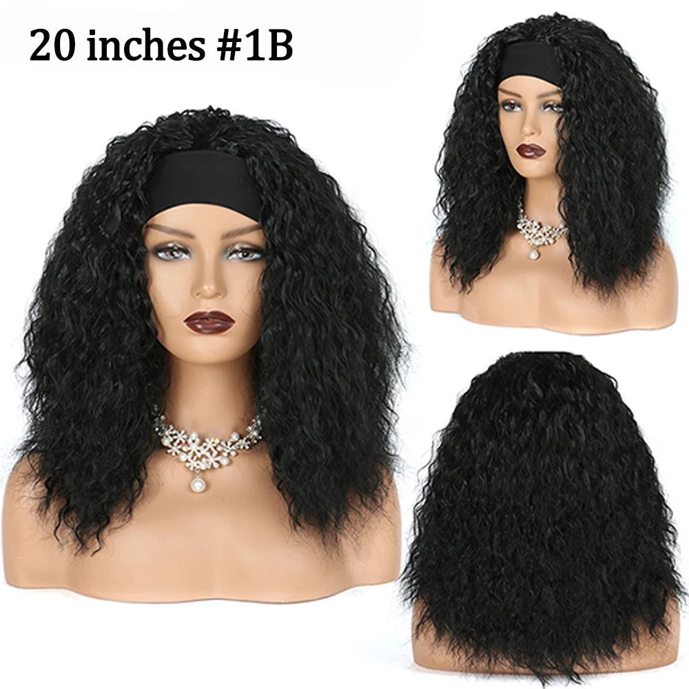 Synthetic Headband Wig Afro Kinky Curly Wigs for Black Women Natural Bouncy Curly Wig Headband - Free Delivery Worldwide only at Flexi Africa