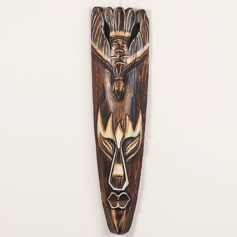 Creative Solid Wood Carved Mask: Decorative Pendant for Shop Background Walls and Crafts Features - Free Delivery Worldwide only at Flexi Africa