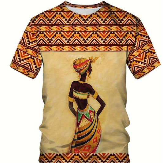 Unleash Your Style with African Tribal Art T-shirt - Comfortable Short Sleeves & Crew Neck for Men - Free Delivery Worldwide only at Flexi Africa