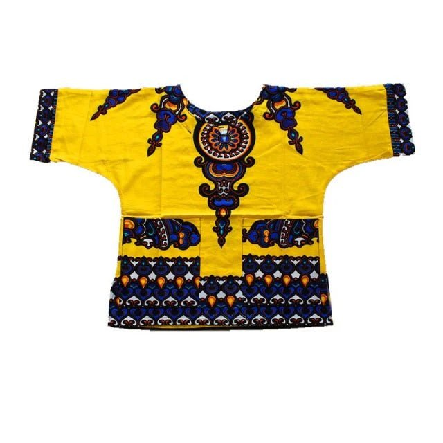 Vibrant Traditional African Print Dashiki T-shirts: Stylish Fashion Designs for Kids - Flexi Africa - Free Delivery Worldwide