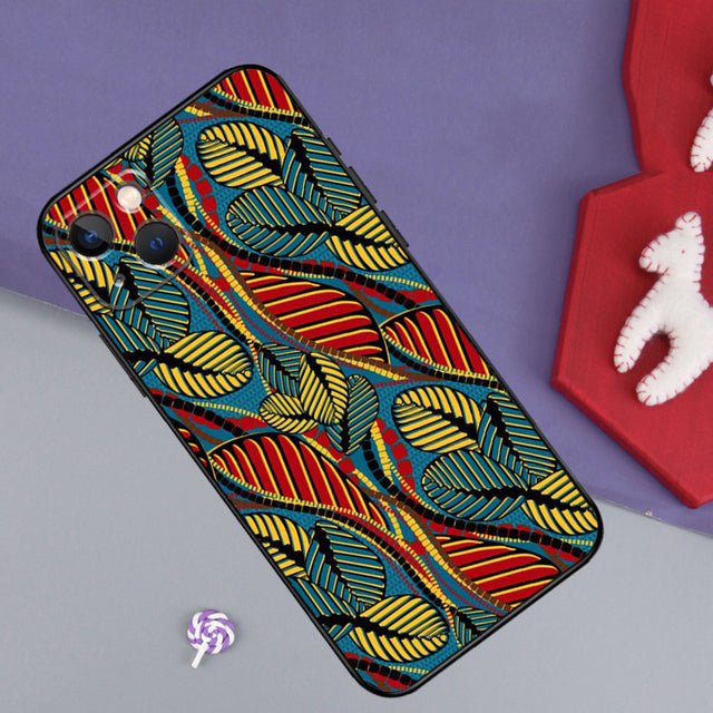 Vibrant Wax: African Print Phone Case for iPhone 13/12/11 Pro Max, XS/XR, 7/8 Plus, and SE - Flexi Africa - Free Delivery