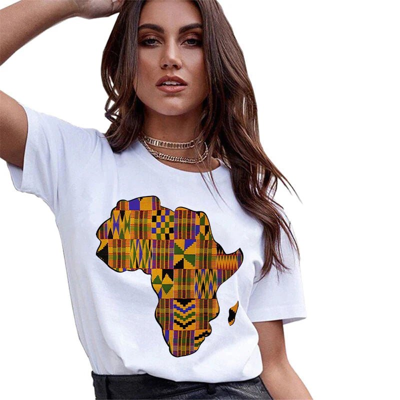 Vintage African Inspired 90s Tees: Short Sleeve Graphic Women's T-Shirt - Flexi Africa - Free Delivery Worldwide only