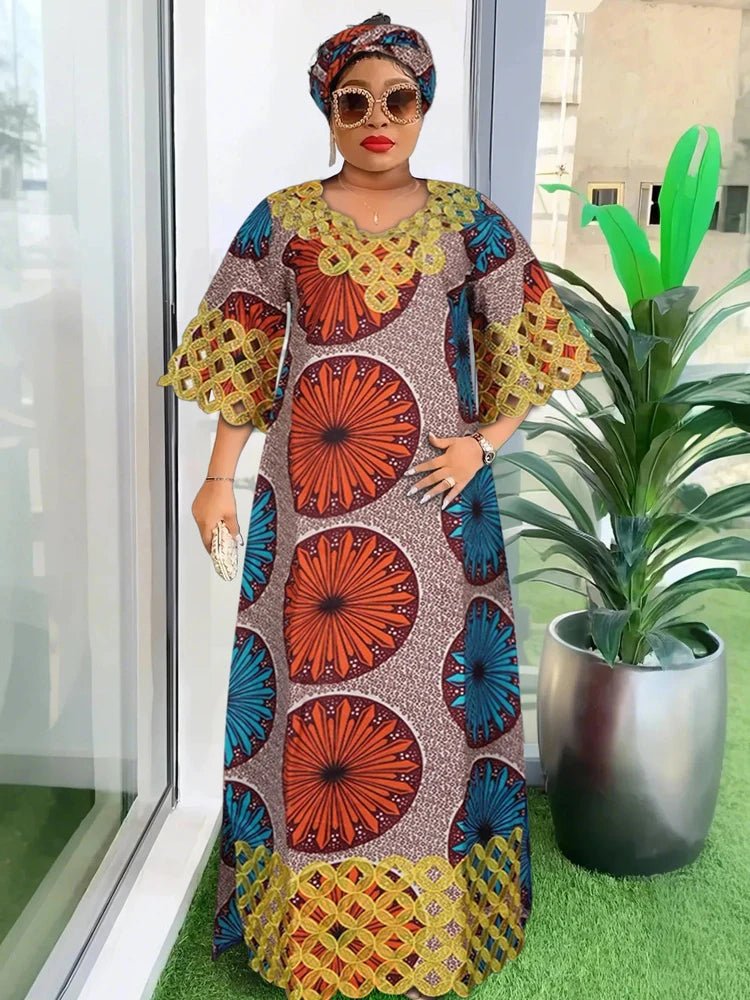 Women African Party Evening Gowns Ankara Dashiki Print Outfits Plus Size Dress - Free Delivery Worldwide only at Flexi Africa