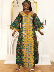 Women's Plus Size African Dashiki Wax Dress – Traditional Wedding & Evening Gown Outfit - Free Delivery Worldwide only at Flexi Africa