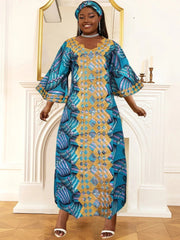 Women's Plus Size African Dashiki Wax Dress – Traditional Wedding & Evening Gown Outfit - Free Delivery Worldwide only at Flexi Africa